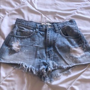 Light washed ripped shorts